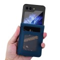 For Samsung Galaxy Z Flip5 Business Diamond Buckle Leather Phone Case with Lanyard(Royal Blue)
