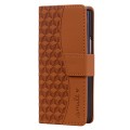 For Samsung Galaxy Z Fold4 Business Diamond Buckle Leather Phone Case with Lanyard(Brown)
