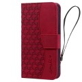 For Samsung Galaxy S22+ 5G Diamond Buckle Leather Phone Case with Lanyard(Wine Red)