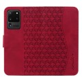 For Samsung Galaxy S20 Ultra 5G Diamond Buckle Leather Phone Case with Lanyard(Wine Red)
