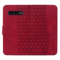 For Samsung Galaxy S10+ Diamond Buckle Leather Phone Case with Lanyard(Wine Red)