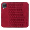 For Samsung Galaxy A12 Diamond Buckle Leather Phone Case with Lanyard(Wine Red)