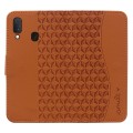 For Samsung Galaxy A20 / A30 Diamond Buckle Leather Phone Case with Lanyard(Brown)