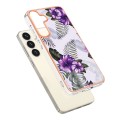 For Samsung Galaxy S24+ 5G Electroplating IMD TPU Phone Case(Purple Flower)