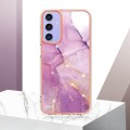 For Samsung Galaxy A15 5G Electroplating Marble Dual-side IMD Phone Case(Purple 001)
