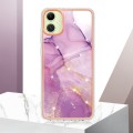 For Samsung Galaxy A05 Electroplating Marble Dual-side IMD Phone Case(Purple 001)