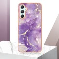 For Samsung Galaxy A25 5G Electroplating Marble Dual-side IMD Phone Case(Purple 002)