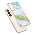 For Samsung Galaxy S24+ 5G Electroplating Marble Dual-side IMD Phone Case(Green 004)
