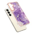 For Samsung Galaxy S24+ 5G Electroplating Marble Dual-side IMD Phone Case(Purple 002)