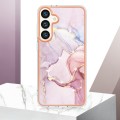 For Samsung Galaxy S24 5G Electroplating Marble Dual-side IMD Phone Case(Rose Gold 005)