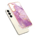 For Samsung Galaxy S24 5G Electroplating Marble Dual-side IMD Phone Case(Purple 001)
