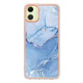 For Samsung Galaxy A05 Electroplating Marble Dual-side IMD Phone Case(Blue 018)