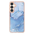 For Samsung Galaxy S24+ 5G Electroplating Marble Dual-side IMD Phone Case(Blue 018)
