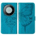 For Huawei Mate 60 Embossed Butterfly Leather Phone Case(Blue)