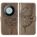 For Huawei Mate 60 Pro Embossed Butterfly Leather Phone Case(Grey)