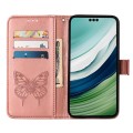 For Huawei Mate 60 Pro Embossed Butterfly Leather Phone Case(Rose Gold)