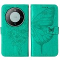 For Huawei Mate 60 Pro Embossed Butterfly Leather Phone Case(Green)