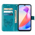 For Honor X6a Embossed Butterfly Leather Phone Case(Blue)