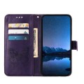 For Honor 80 Embossed Butterfly Leather Phone Case(Dark Purple)