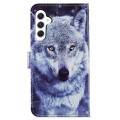 For Samsung Galaxy A05s Painted Pattern Horizontal Flip Leather Phone Case(White Wolf)