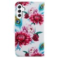 For Samsung Galaxy A55 Painted Pattern Horizontal Flip Leather Phone Case(Peacock Flower)