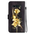 For Samsung Galaxy S10 Crystal Texture Colored Drawing Leather Phone Case(Gold Butterfly Rose)