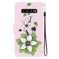 For Samsung Galaxy S10+ Crystal Texture Colored Drawing Leather Phone Case(Lily)