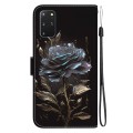 For Samsung Galaxy S20+ Crystal Texture Colored Drawing Leather Phone Case(Black Rose)