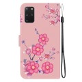 For Samsung Galaxy S20+ Crystal Texture Colored Drawing Leather Phone Case(Cherry Blossoms)