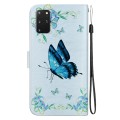 For Samsung Galaxy S20+ Crystal Texture Colored Drawing Leather Phone Case(Blue Pansies)