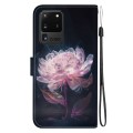 For Samsung Galaxy S20 Ultra Crystal Texture Colored Drawing Leather Phone Case(Purple Peony)