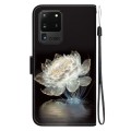 For Samsung Galaxy S20 Ultra Crystal Texture Colored Drawing Leather Phone Case(Crystal Peony)
