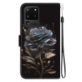 For Samsung Galaxy S20 Ultra Crystal Texture Colored Drawing Leather Phone Case(Black Rose)