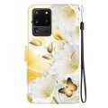 For Samsung Galaxy S20 Ultra Crystal Texture Colored Drawing Leather Phone Case(Gold Butterfly Epiph