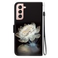 For Samsung Galaxy S21 5G Crystal Texture Colored Drawing Leather Phone Case(Crystal Peony)