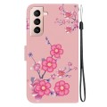 For Samsung Galaxy S21 5G Crystal Texture Colored Drawing Leather Phone Case(Cherry Blossoms)