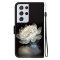 For Samsung Galaxy S21 Ultra 5G Crystal Texture Colored Drawing Leather Phone Case(Crystal Peony)