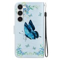 For Samsung Galaxy S23 5G Crystal Texture Colored Drawing Leather Phone Case(Blue Pansies)