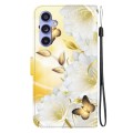 For Samsung Galaxy S23 FE 5G Crystal Texture Colored Drawing Leather Phone Case(Gold Butterfly Epiph