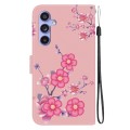 For Samsung Galaxy S23 FE 5G Crystal Texture Colored Drawing Leather Phone Case(Cherry Blossoms)