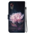 For Samsung Galaxy Xcover 5 Crystal Texture Colored Drawing Leather Phone Case(Purple Peony)