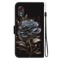 For Samsung Galaxy Xcover 5 Crystal Texture Colored Drawing Leather Phone Case(Black Rose)