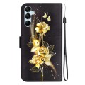 For Samsung Galaxy A15 Crystal Texture Colored Drawing Leather Phone Case(Gold Butterfly Rose)