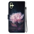 For Samsung Galaxy A05 Crystal Texture Colored Drawing Leather Phone Case(Purple Peony)