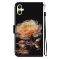 For Samsung Galaxy A05 Crystal Texture Colored Drawing Leather Phone Case(Gold Peony)