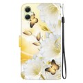 For Samsung Galaxy A05 Crystal Texture Colored Drawing Leather Phone Case(Gold Butterfly Epiphyllum)