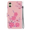 For Samsung Galaxy A05 Crystal Texture Colored Drawing Leather Phone Case(Cherry Blossoms)