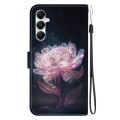 For Samsung Galaxy A05s Crystal Texture Colored Drawing Leather Phone Case(Purple Peony)