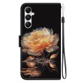 For Samsung Galaxy A05s Crystal Texture Colored Drawing Leather Phone Case(Gold Peony)