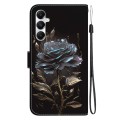 For Samsung Galaxy A05s Crystal Texture Colored Drawing Leather Phone Case(Black Rose)